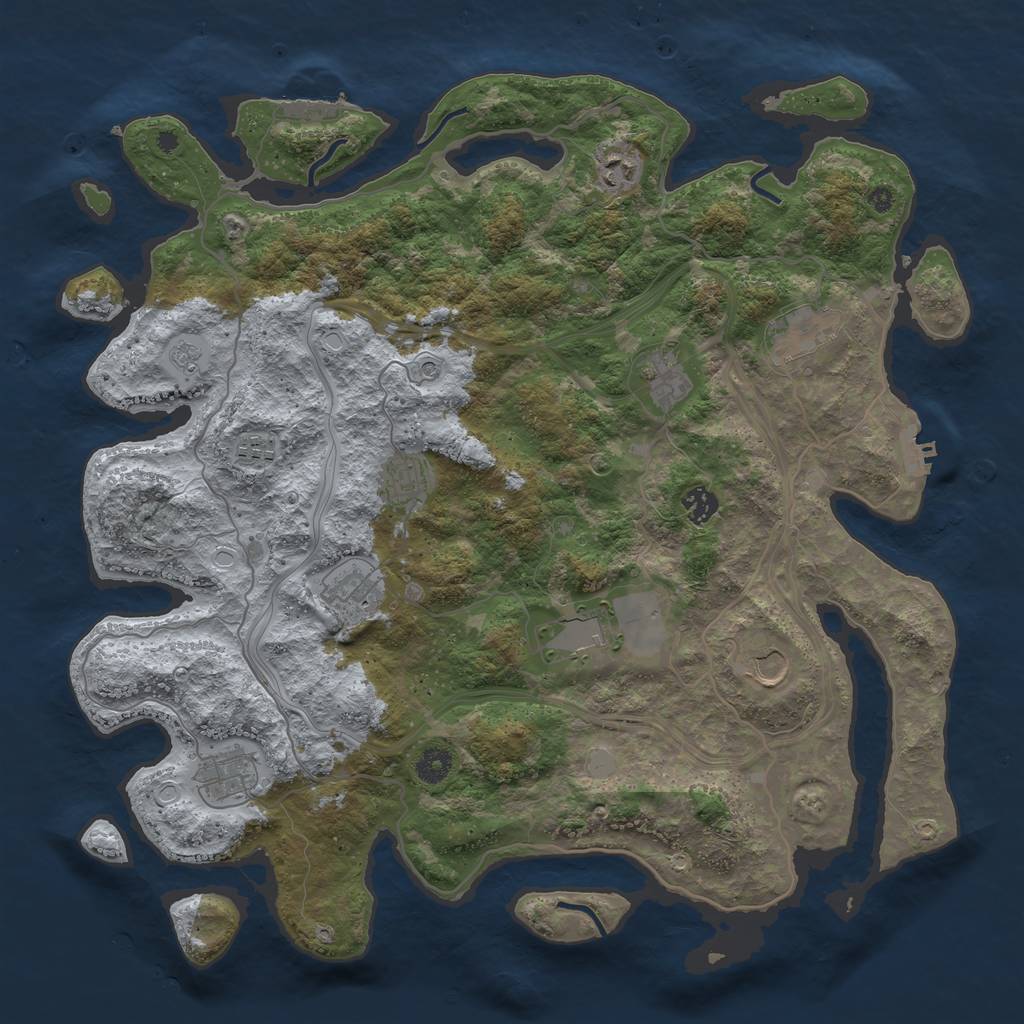 Rust Map: Procedural Map, Size: 4250, Seed: 51876557, 19 Monuments