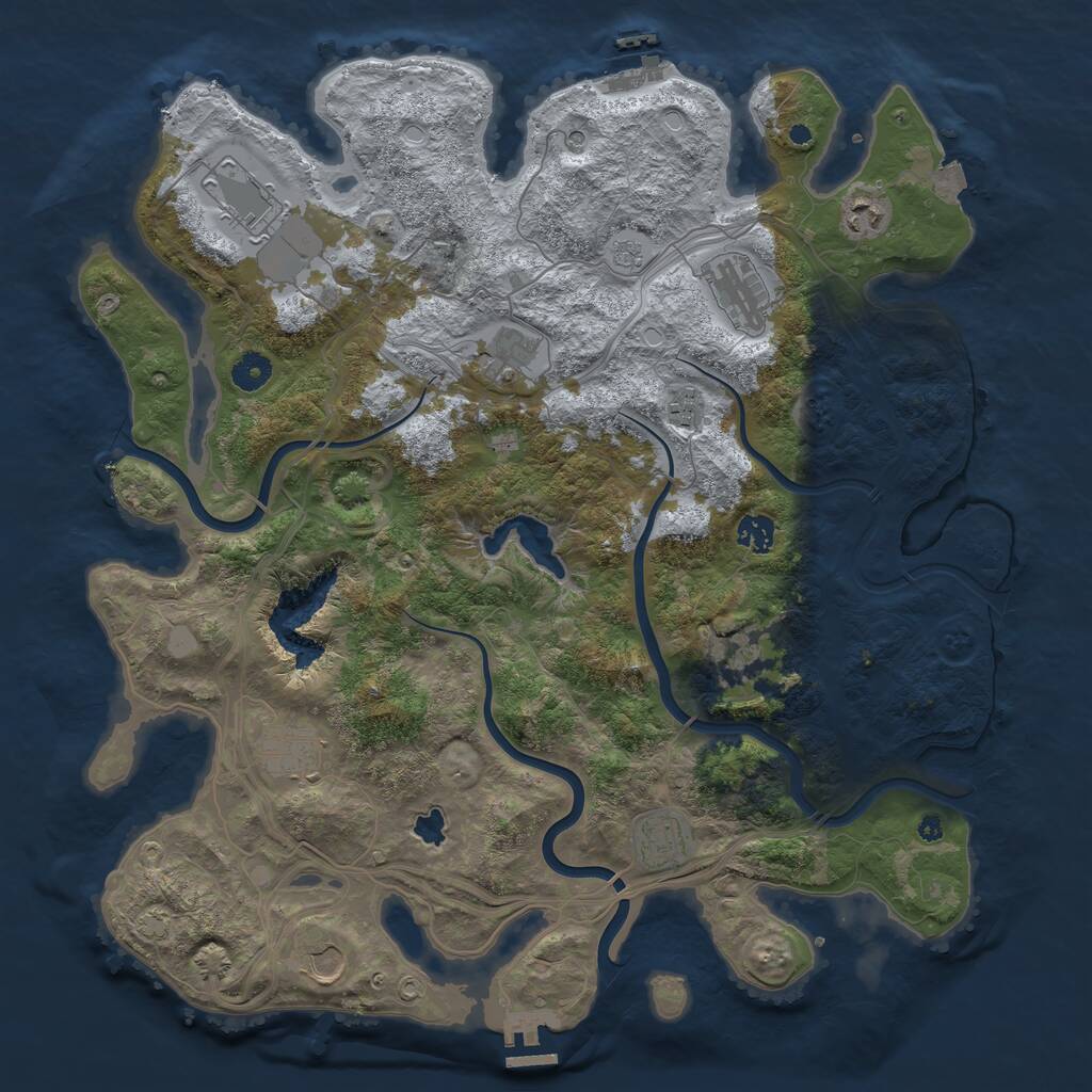 Rust Map: Procedural Map, Size: 4250, Seed: 481228637, 16 Monuments