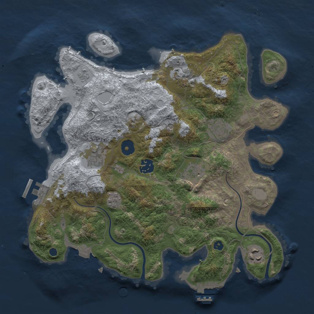 Rust Map: Procedural Map, Size: 3223, Seed: 28753, 12 Monuments