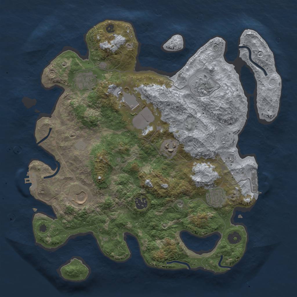 Rust Map: Procedural Map, Size: 3500, Seed: 2909, 16 Monuments