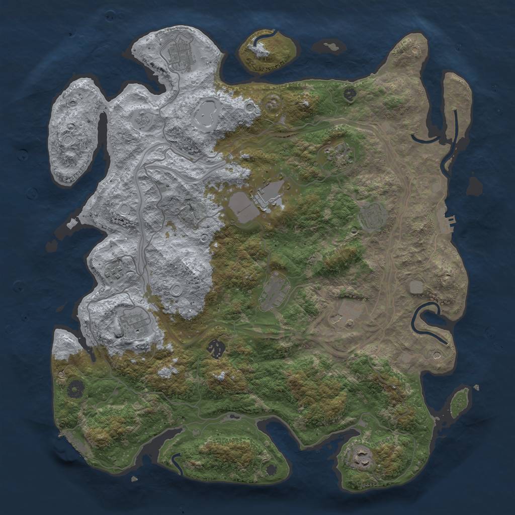 Rust Map: Procedural Map, Size: 4250, Seed: 6878873, 19 Monuments