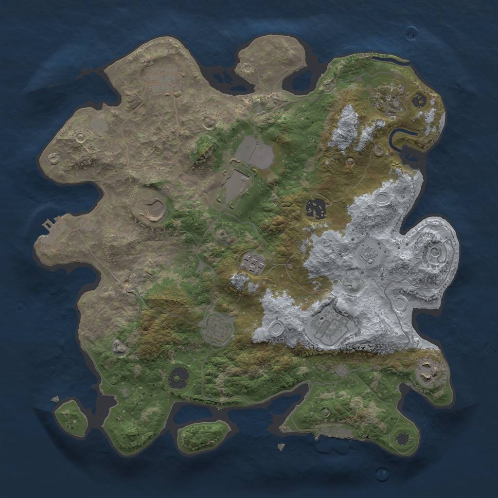 Rust Map: Procedural Map, Size: 3500, Seed: 79507313, 18 Monuments