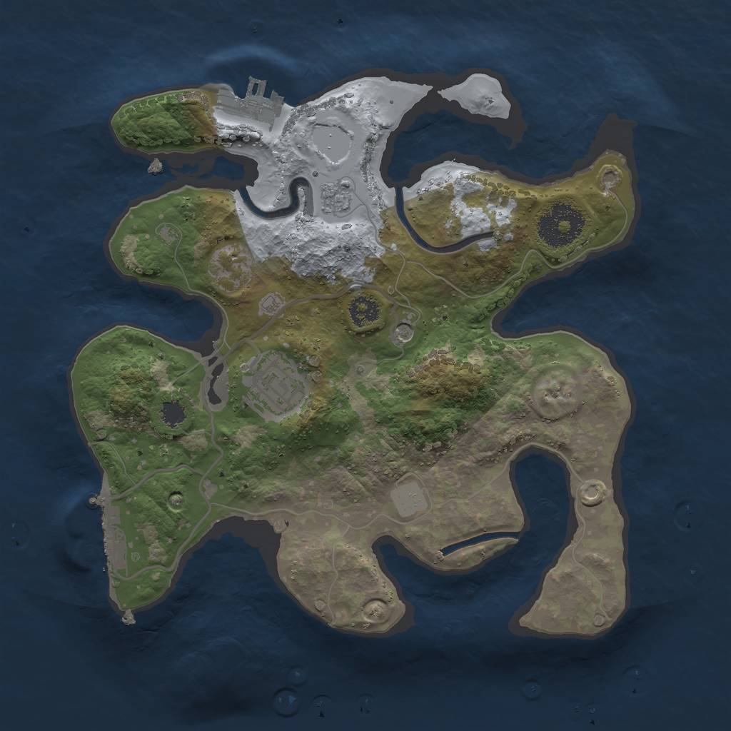 Rust Map: Procedural Map, Size: 2500, Seed: 1245632, 10 Monuments