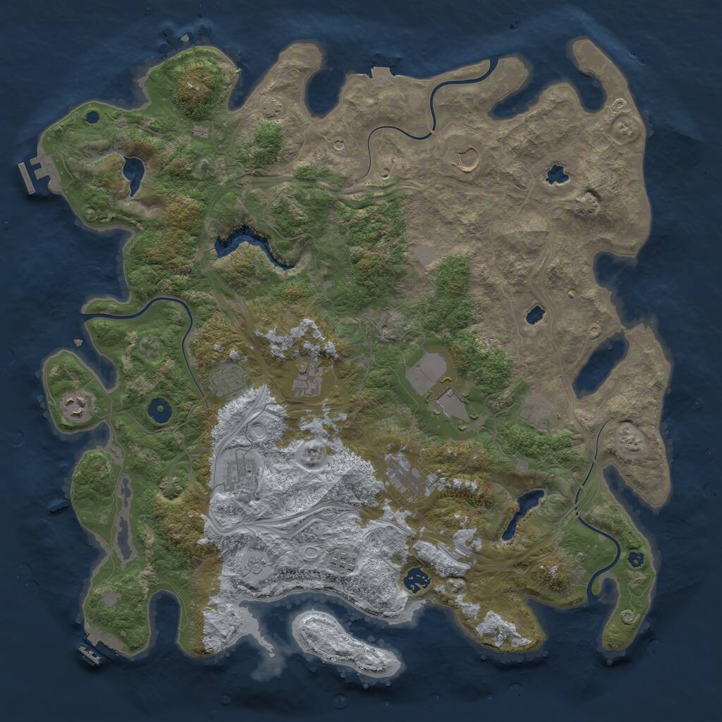 Rust Map: Procedural Map, Size: 4500, Seed: 1068304749, 16 Monuments