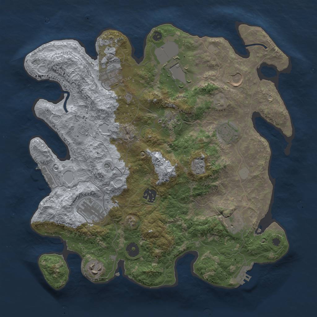Rust Map: Procedural Map, Size: 3500, Seed: 86820947, 19 Monuments