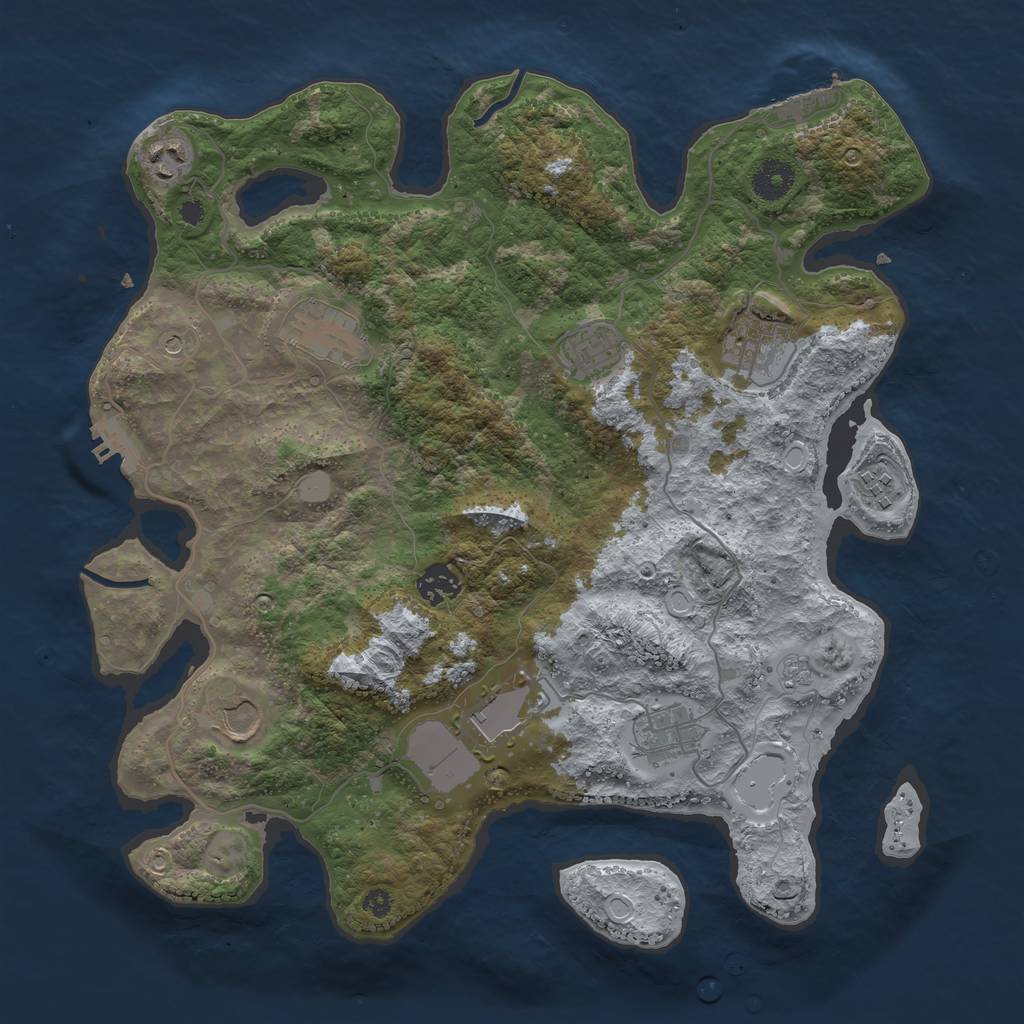 Rust Map: Procedural Map, Size: 3700, Seed: 220880583, 18 Monuments