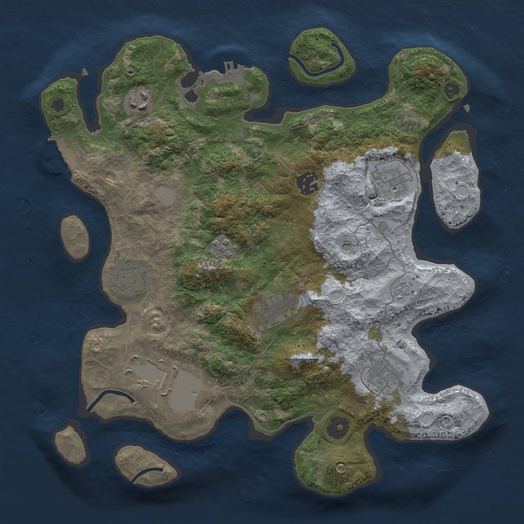 Rust Map: Procedural Map, Size: 3500, Seed: 1918714222, 17 Monuments