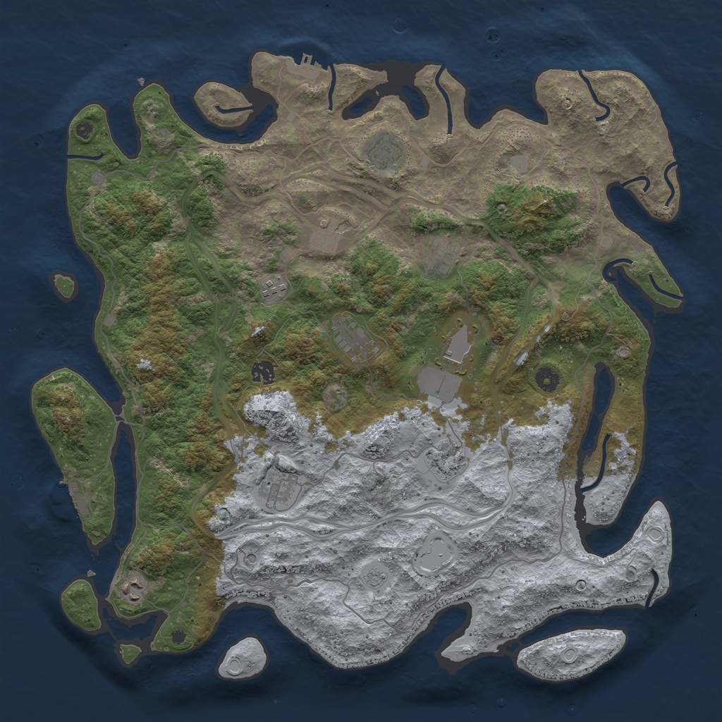 Rust Map: Procedural Map, Size: 4500, Seed: 779907546, 19 Monuments