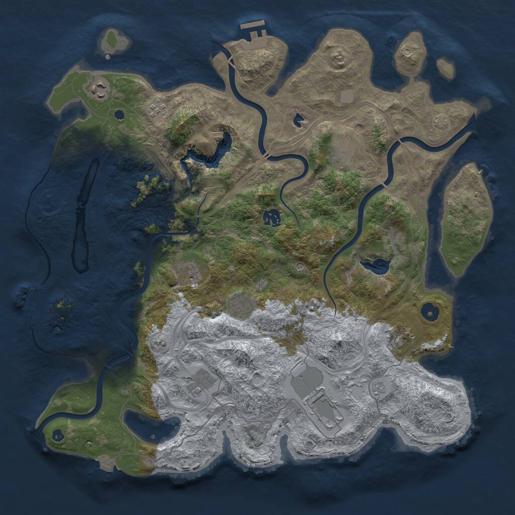 Rust Map: Procedural Map, Size: 4250, Seed: 2030709572, 15 Monuments