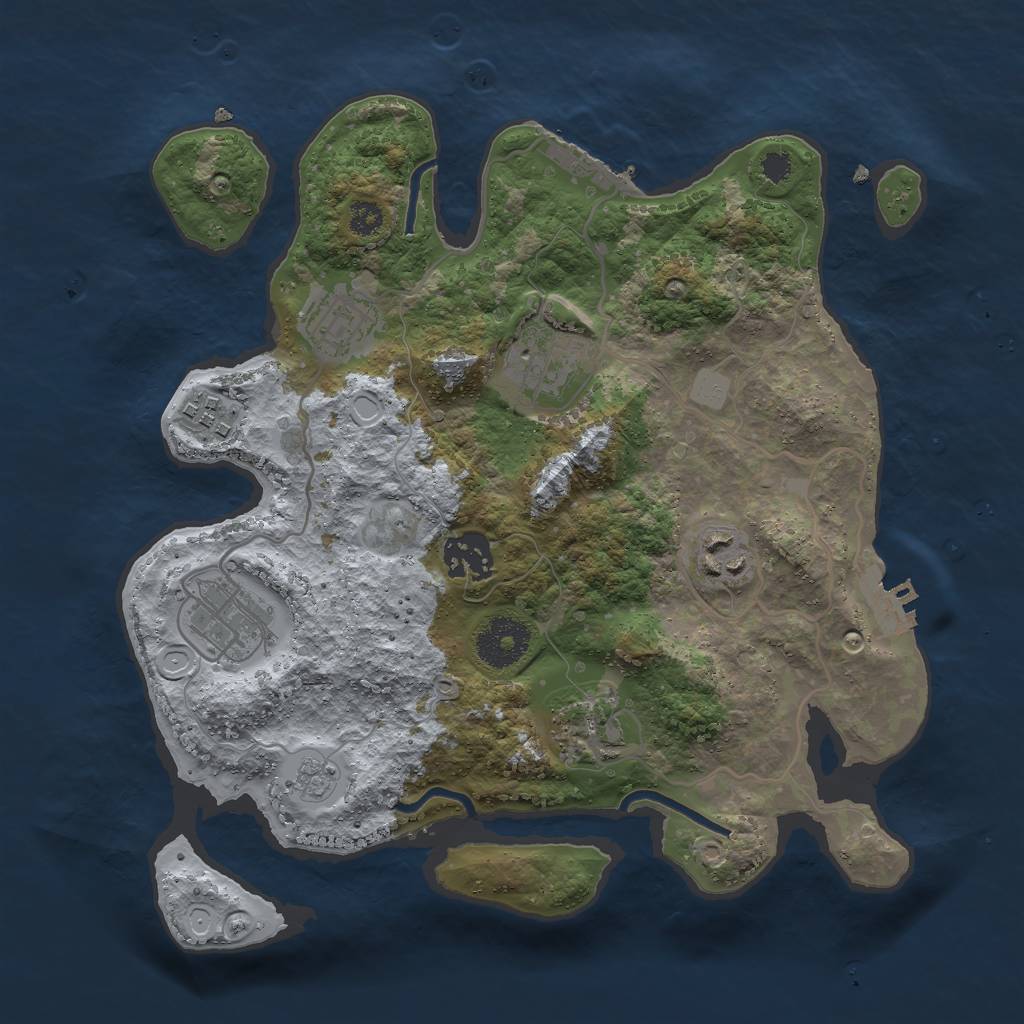 Rust Map: Procedural Map, Size: 3000, Seed: 1688280450, 15 Monuments