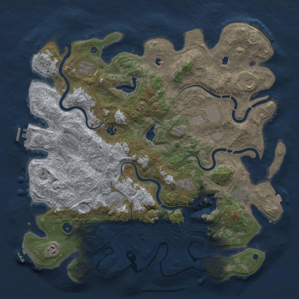 Rust Map: Procedural Map, Size: 4500, Seed: 467478568, 16 Monuments
