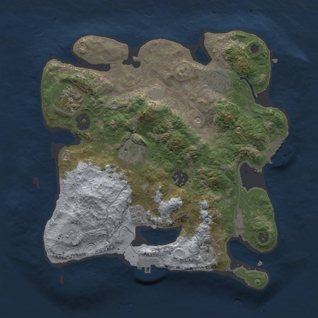 Rust Map: Procedural Map, Size: 3000, Seed: 120775, 14 Monuments