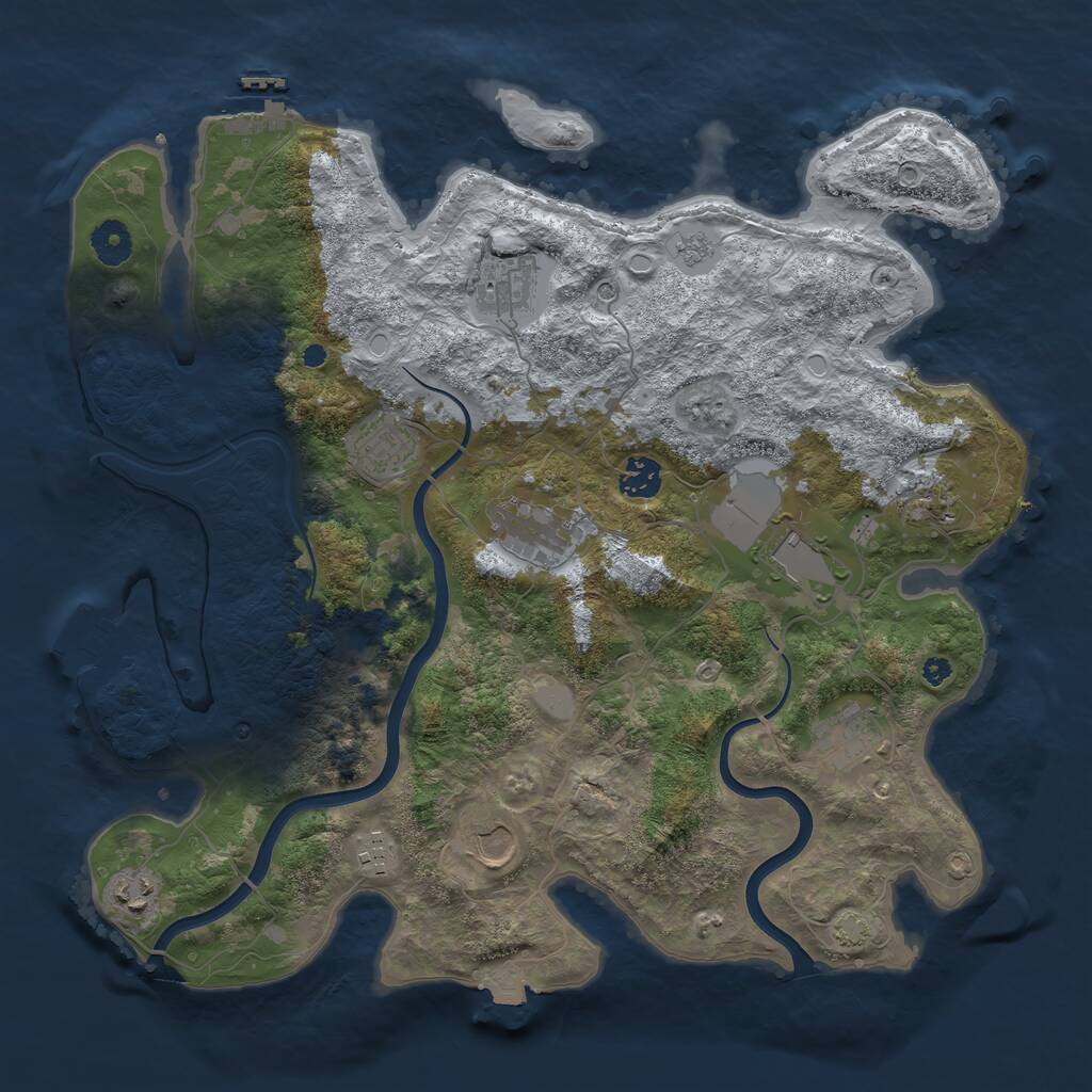 Rust Map: Procedural Map, Size: 3850, Seed: 58717847, 16 Monuments