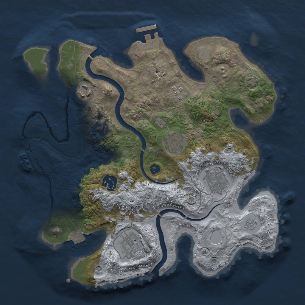 Rust Map: Procedural Map, Size: 3000, Seed: 1384867016, 12 Monuments