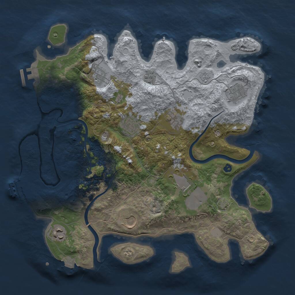 Rust Map: Procedural Map, Size: 3500, Seed: 36136706, 14 Monuments