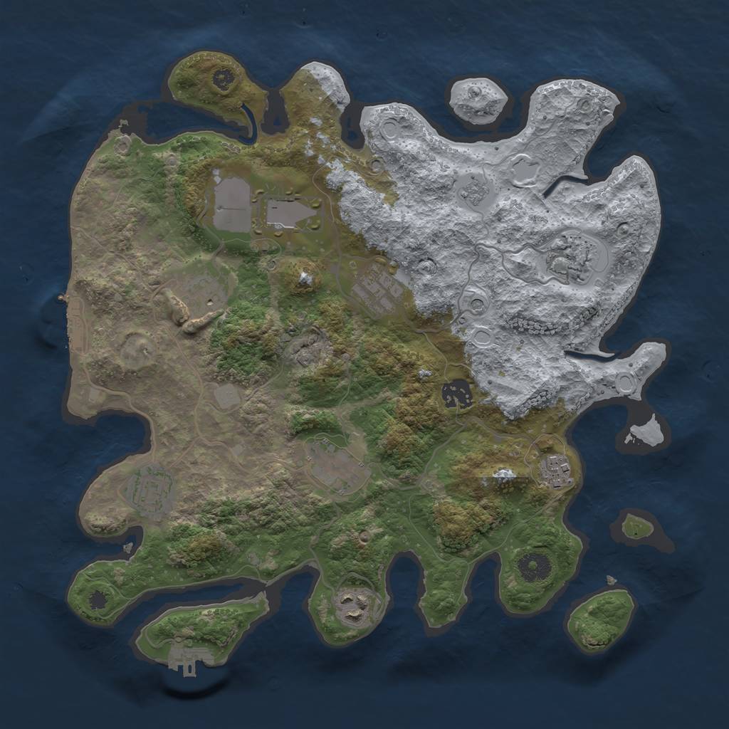 Rust Map: Procedural Map, Size: 3500, Seed: 556164766, 18 Monuments