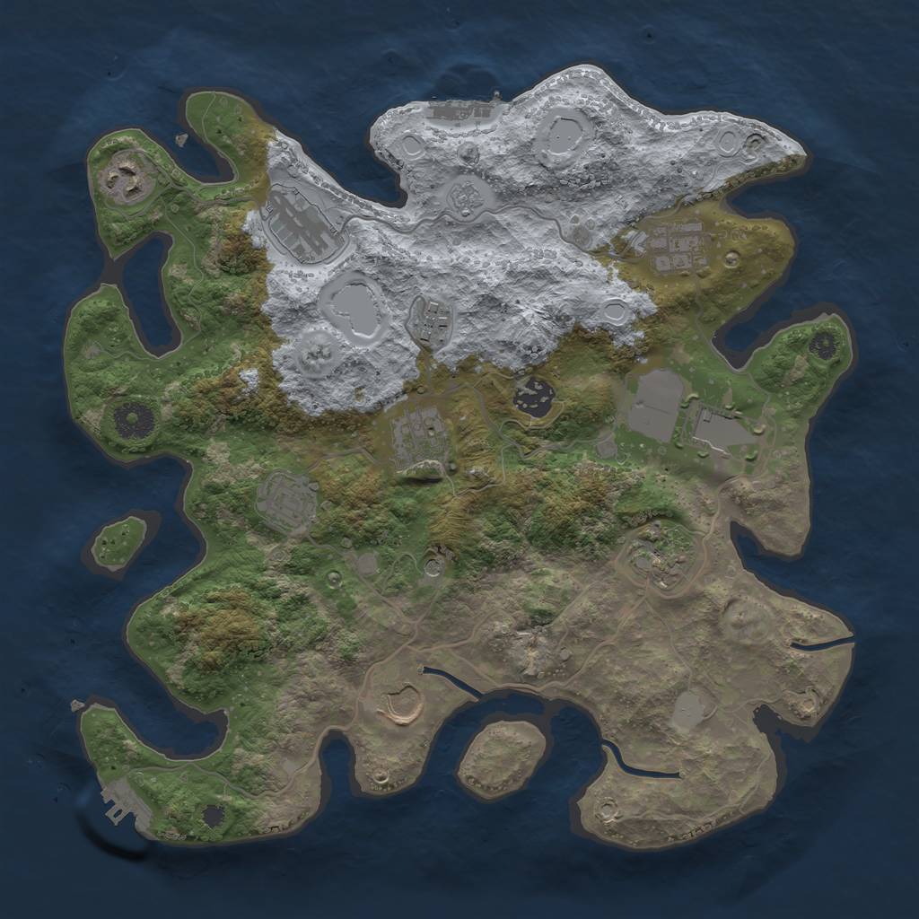 Rust Map: Procedural Map, Size: 3500, Seed: 1405042903, 19 Monuments