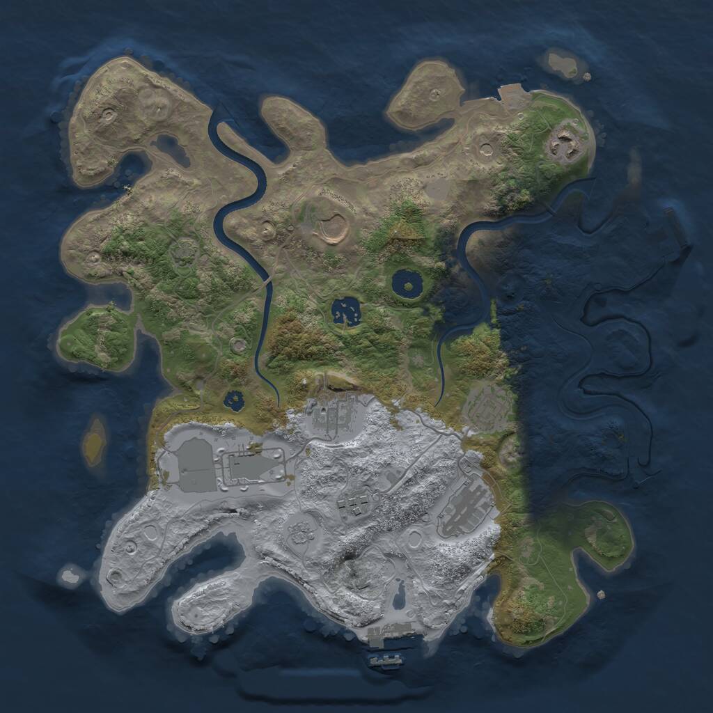 Rust Map: Procedural Map, Size: 3500, Seed: 98521373, 14 Monuments