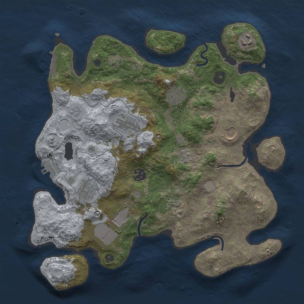 Rust Map: Procedural Map, Size: 3500, Seed: 98889407, 16 Monuments