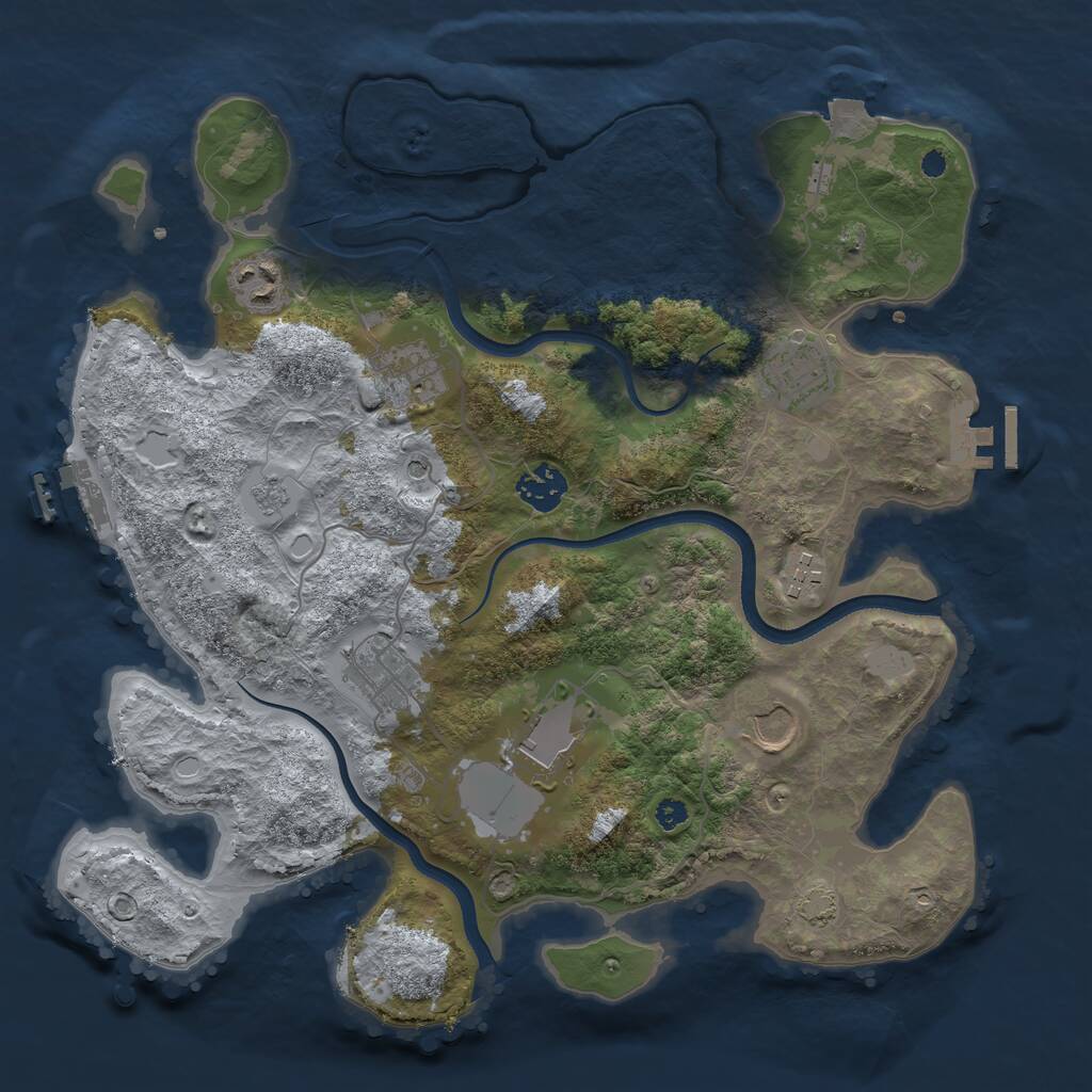 Rust Map: Procedural Map, Size: 3500, Seed: 5251594, 14 Monuments