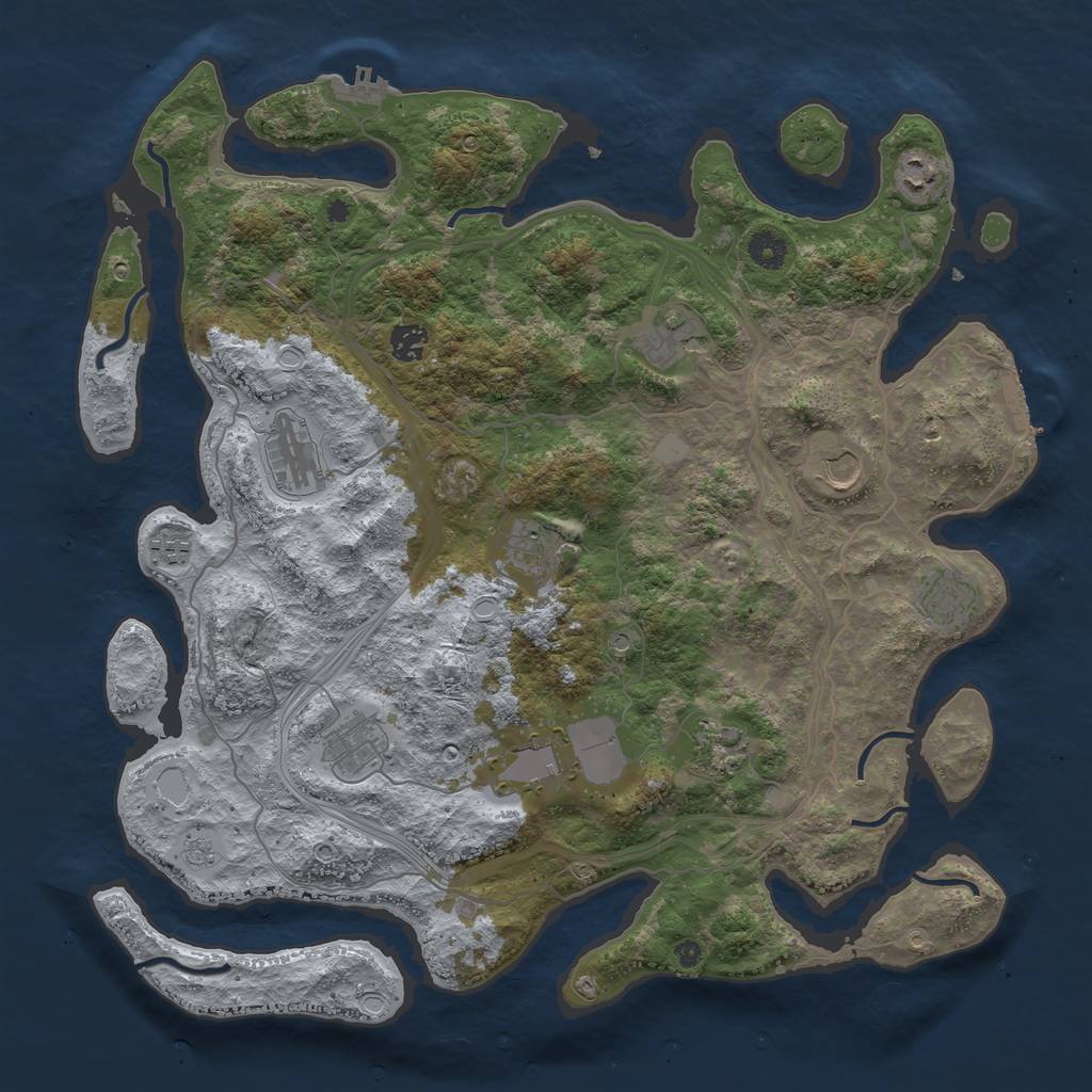 Rust Map: Procedural Map, Size: 4250, Seed: 1869213062, 20 Monuments