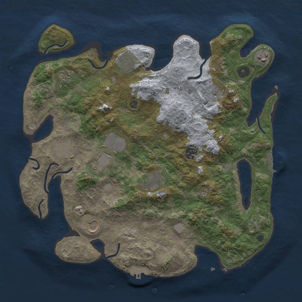 Rust Map: Procedural Map, Size: 3800, Seed: 11911, 19 Monuments