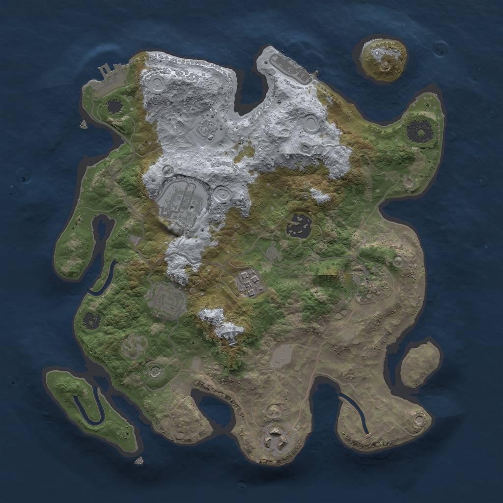 Rust Map: Procedural Map, Size: 3000, Seed: 1345740998, 15 Monuments