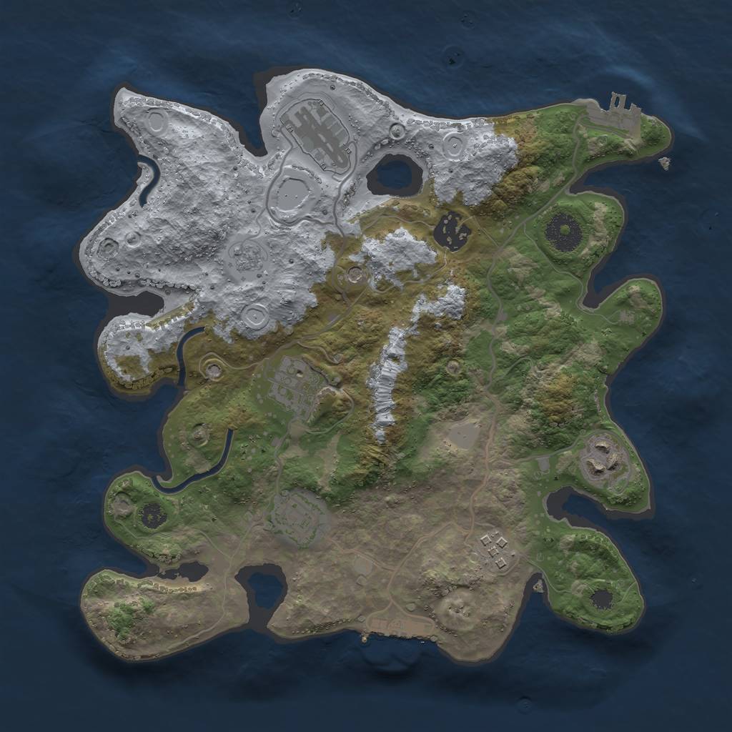 Rust Map: Procedural Map, Size: 3000, Seed: 330048314, 13 Monuments