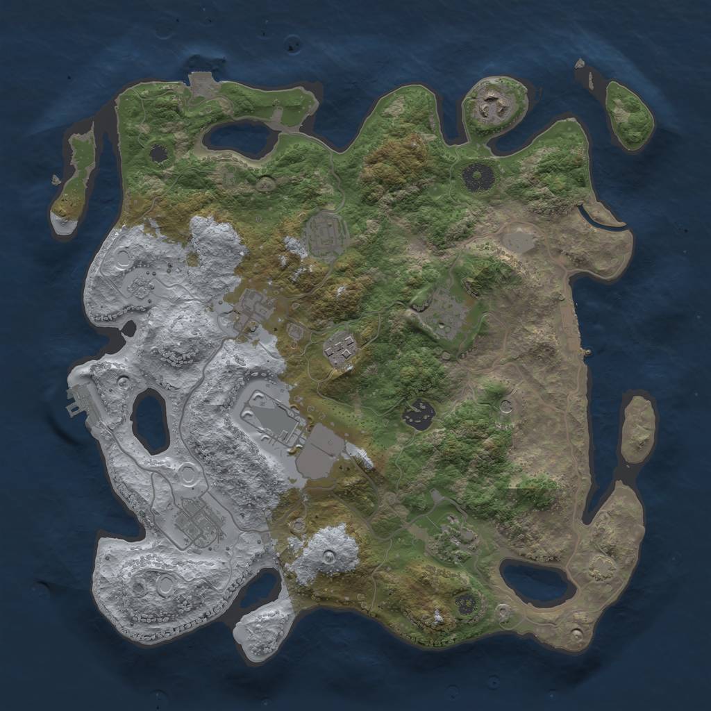Rust Map: Procedural Map, Size: 3500, Seed: 48205167, 17 Monuments