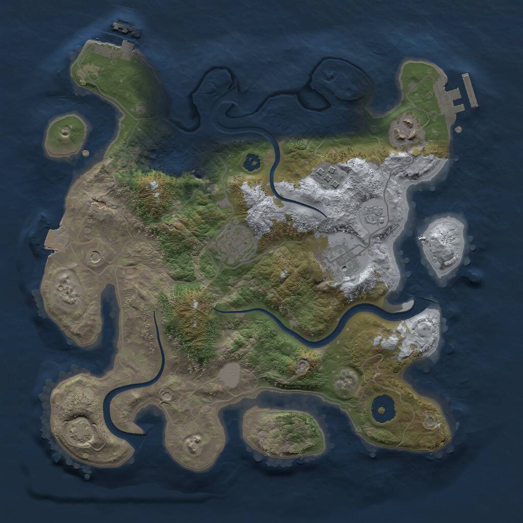 Rust Map: Procedural Map, Size: 3000, Seed: 261991394, 10 Monuments