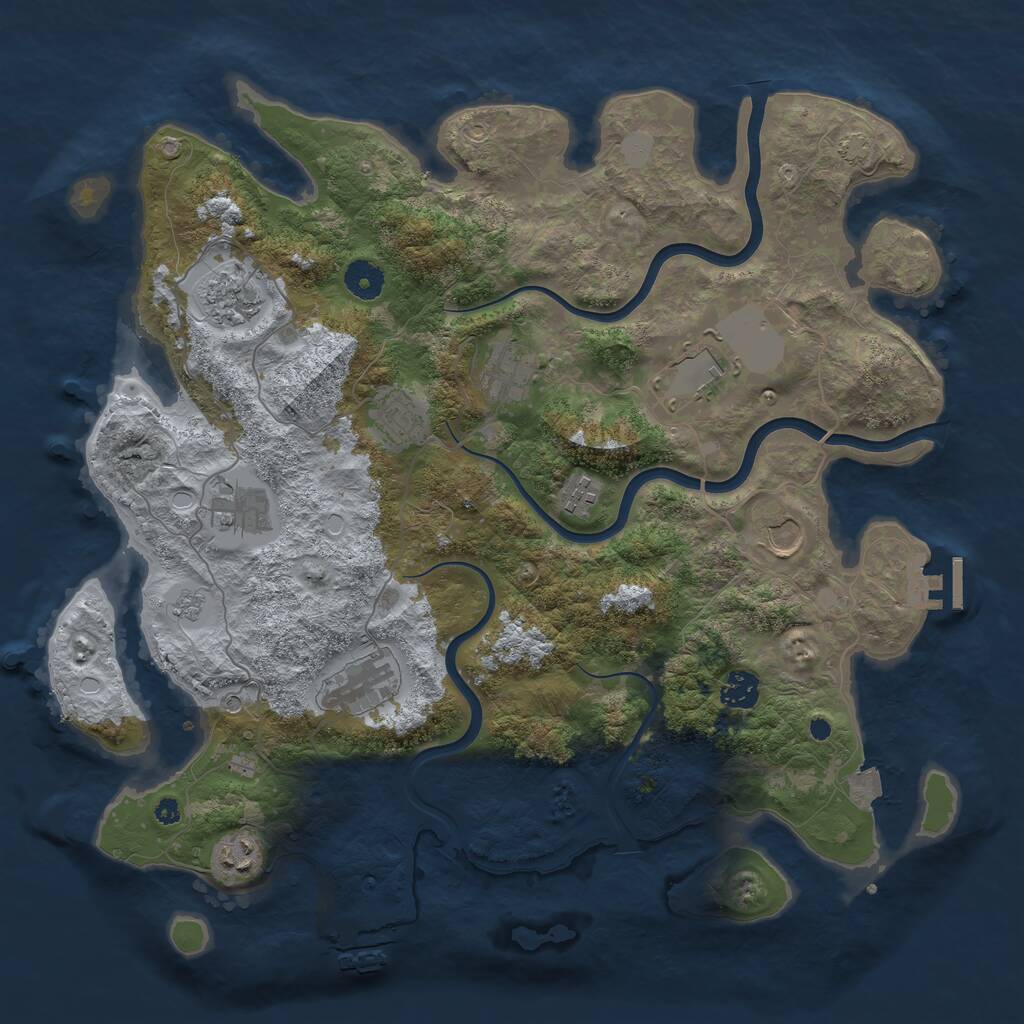Rust Map: Procedural Map, Size: 3950, Seed: 1489746, 16 Monuments