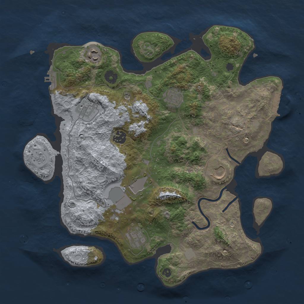 Rust Map: Procedural Map, Size: 3500, Seed: 43241325, 16 Monuments