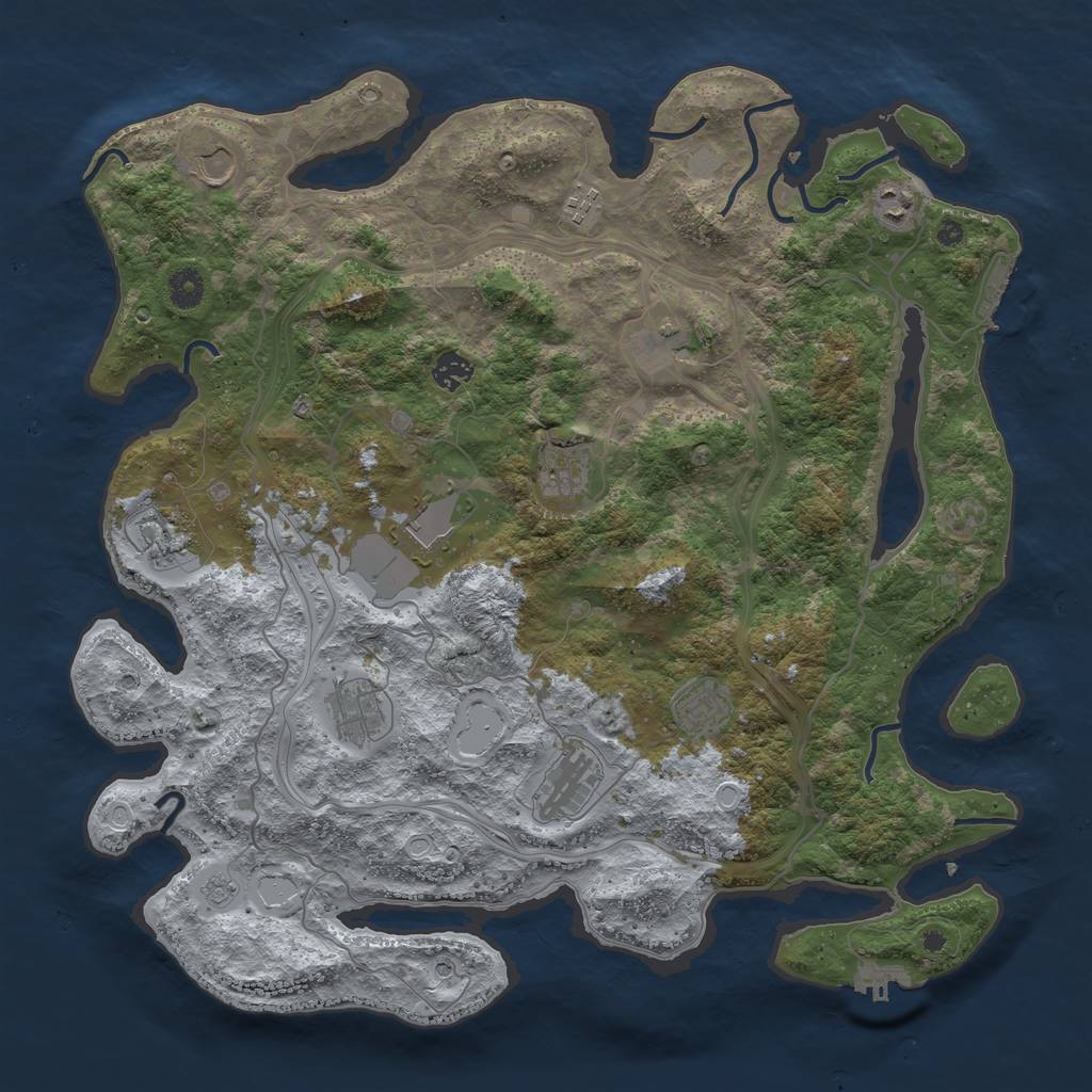 Rust Map: Procedural Map, Size: 4250, Seed: 1470158840, 20 Monuments