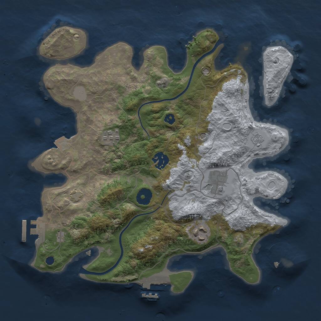 Rust Map: Procedural Map, Size: 3000, Seed: 1517422695, 10 Monuments