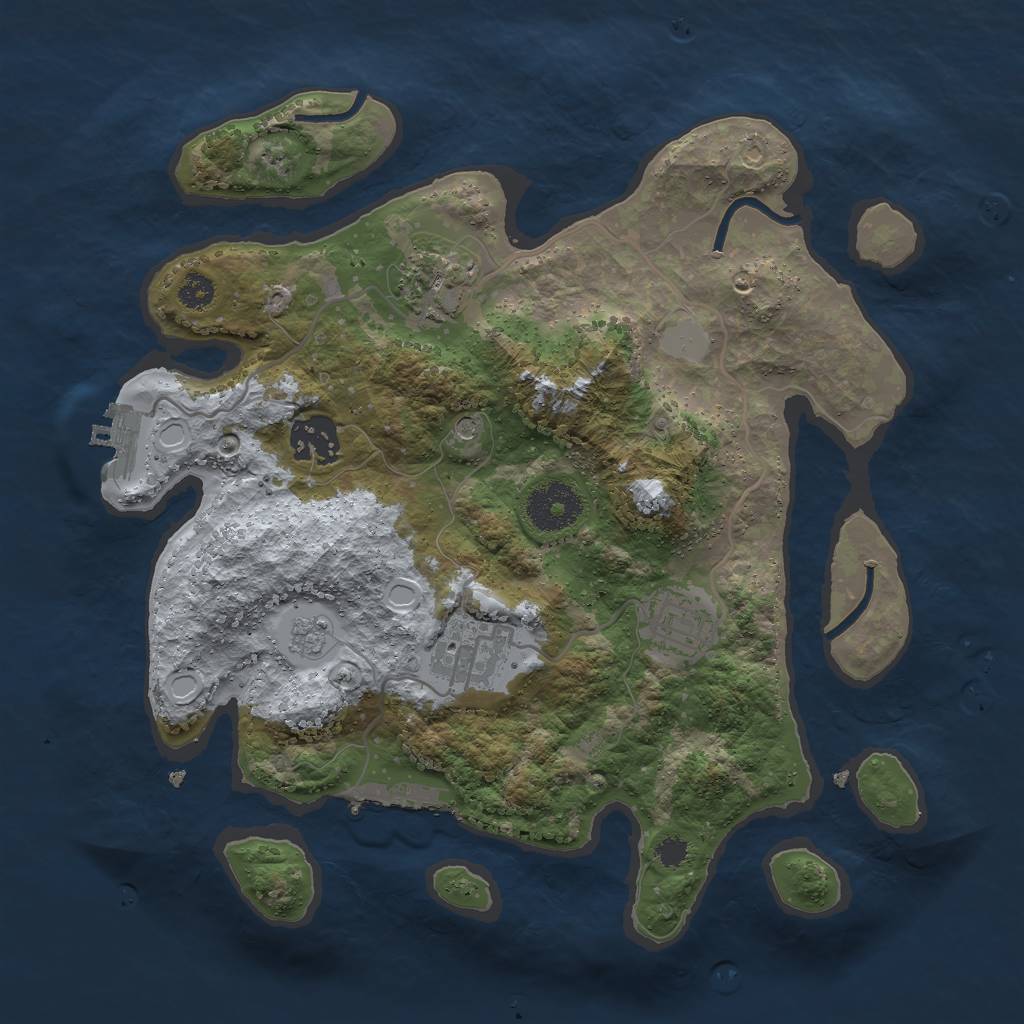 Rust Map: Procedural Map, Size: 3000, Seed: 670509323, 13 Monuments