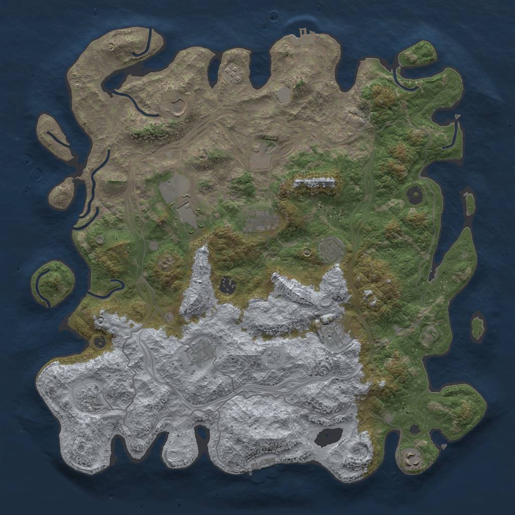 Rust Map: Procedural Map, Size: 4500, Seed: 989973993, 20 Monuments