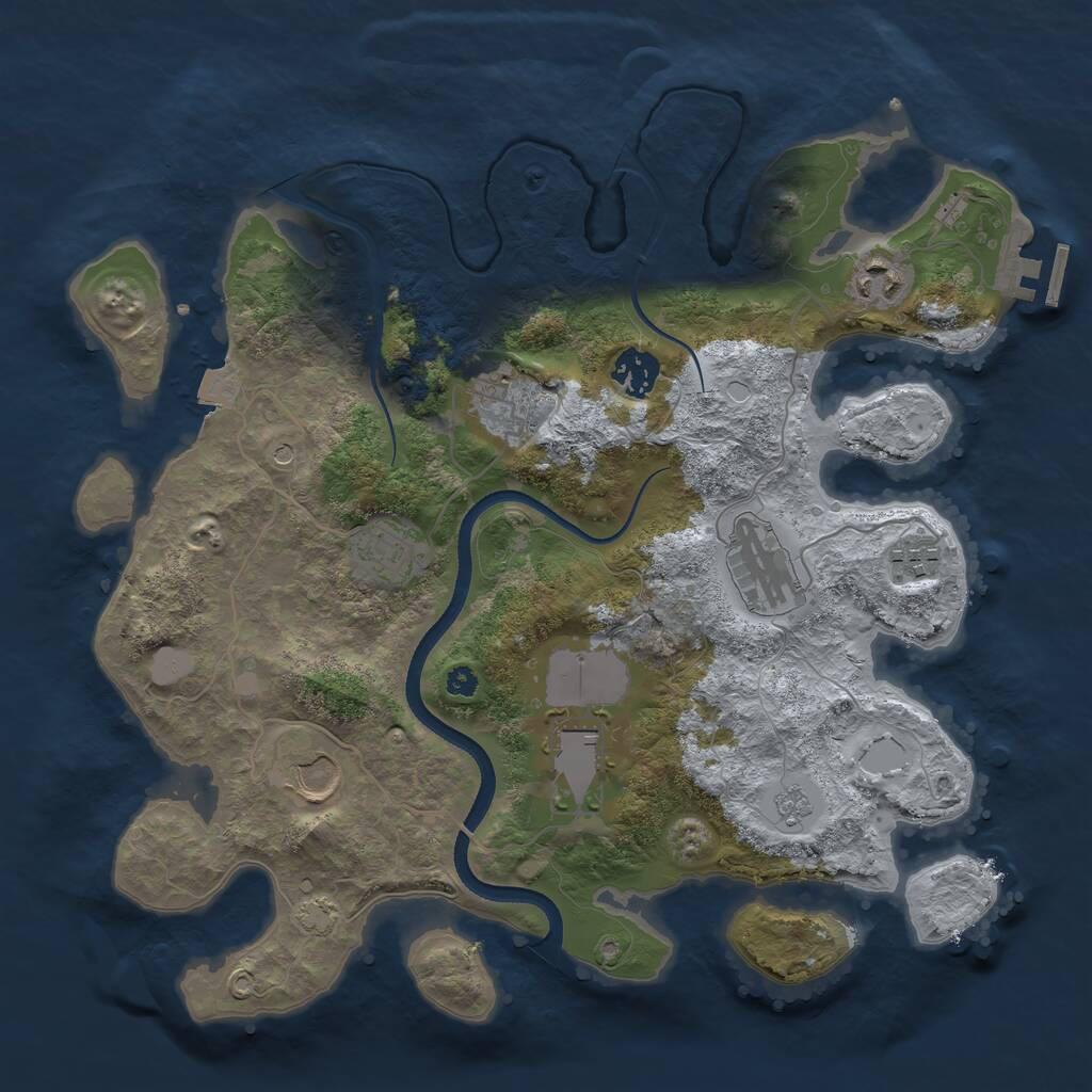 Rust Map: Procedural Map, Size: 3500, Seed: 49869920, 13 Monuments