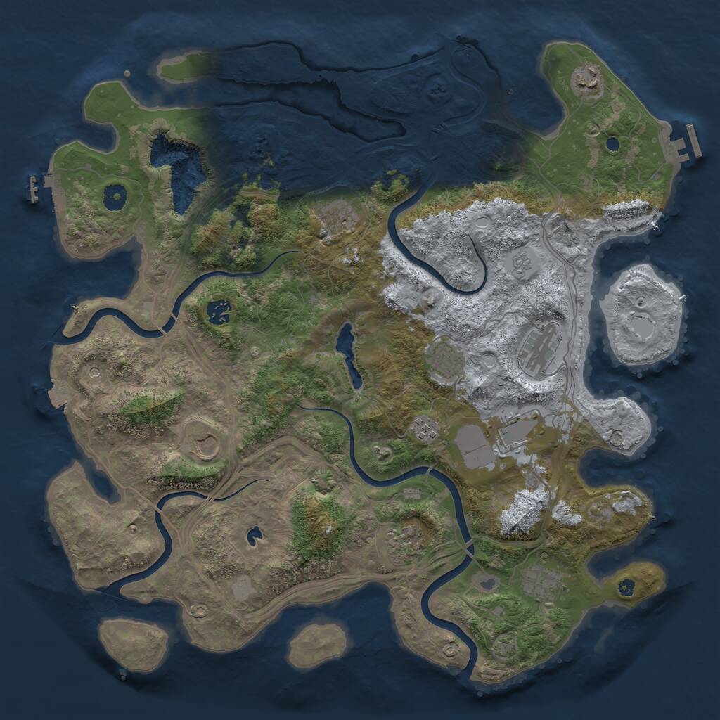Rust Map: Procedural Map, Size: 4250, Seed: 1820630545, 16 Monuments