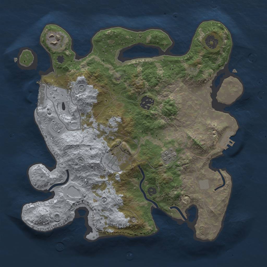Rust Map: Procedural Map, Size: 3000, Seed: 1844533642, 13 Monuments