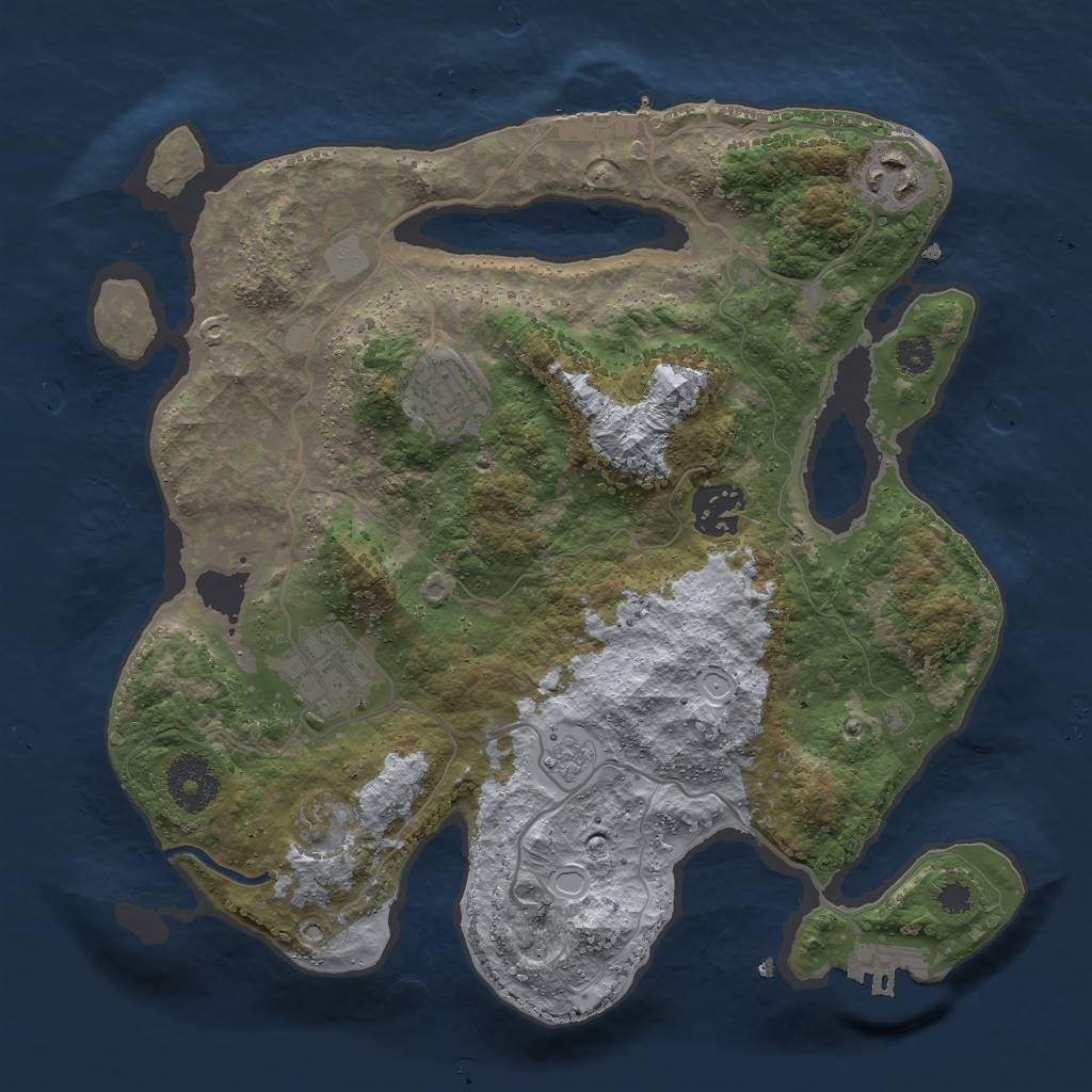 Rust Map: Procedural Map, Size: 3000, Seed: 159464, 10 Monuments