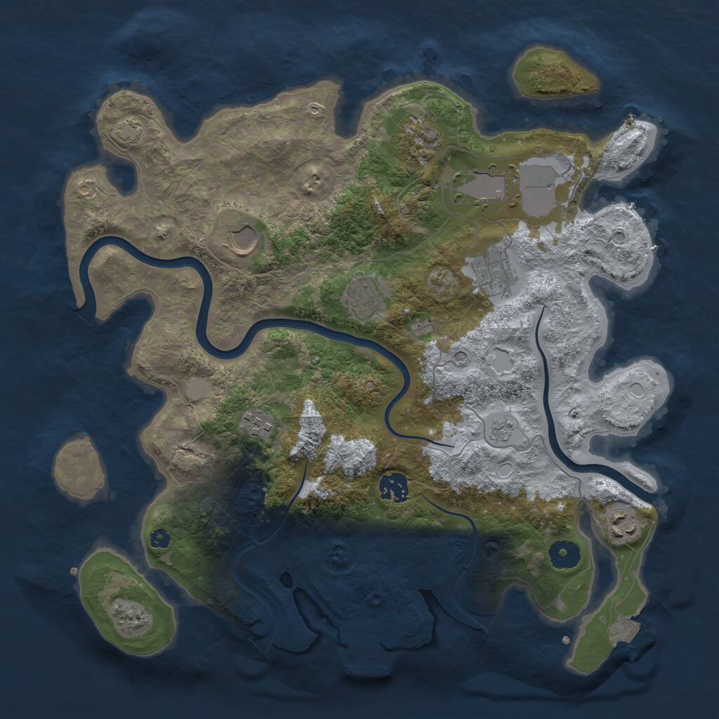 Rust Map: Procedural Map, Size: 3600, Seed: 1198670014, 13 Monuments