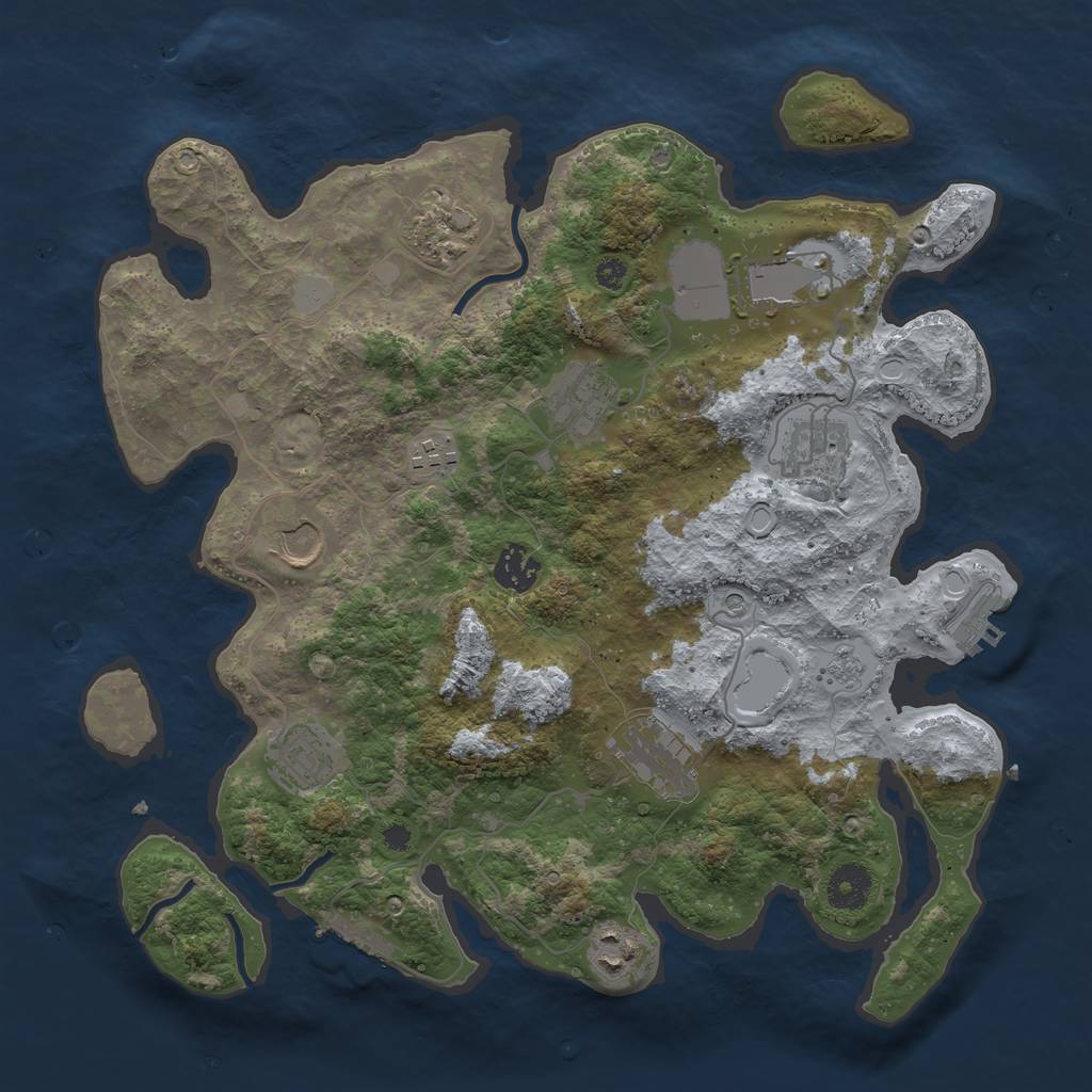Rust Map: Procedural Map, Size: 3600, Seed: 1198670014, 19 Monuments