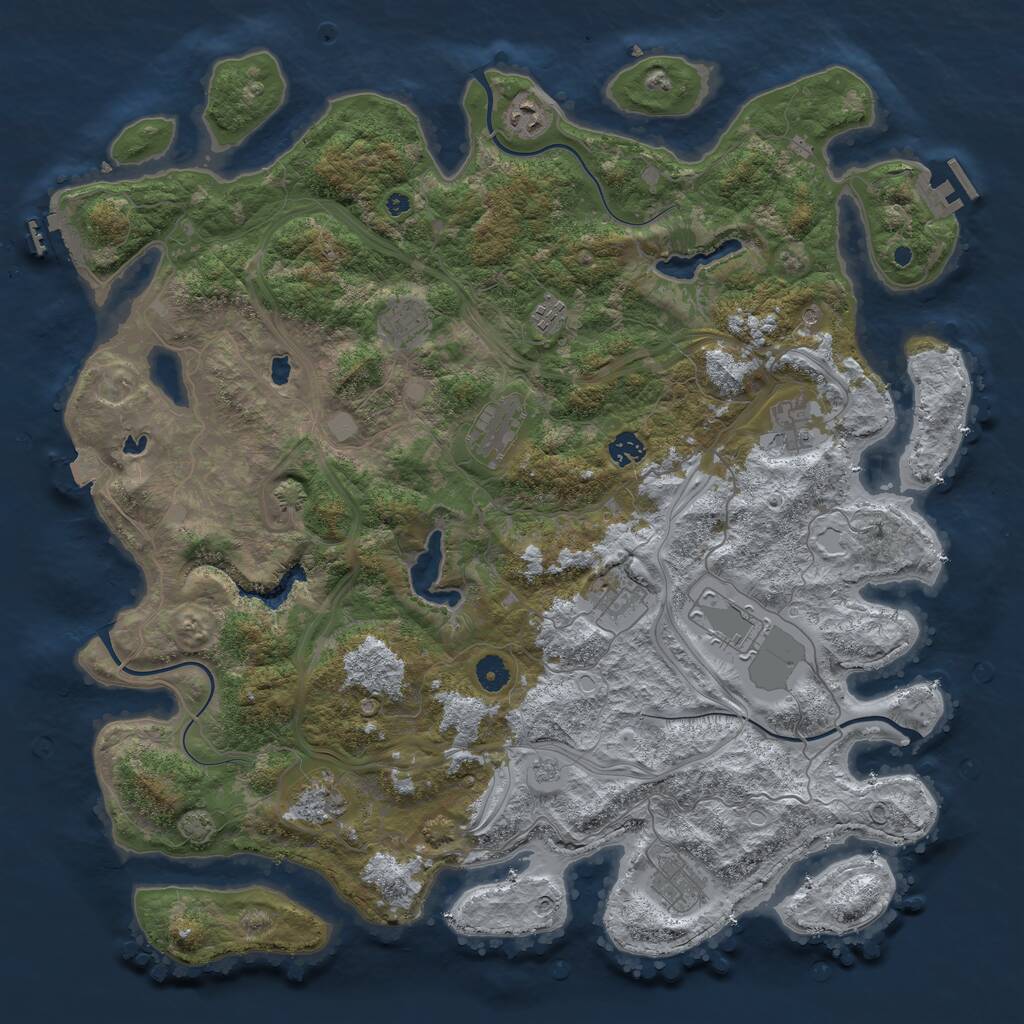 Rust Map: Procedural Map, Size: 4500, Seed: 2132272088, 16 Monuments