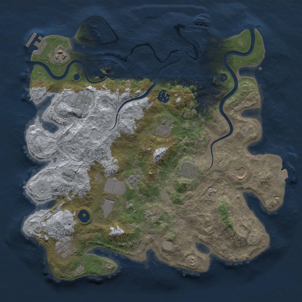 Rust Map: Procedural Map, Size: 3750, Seed: 1379426, 16 Monuments