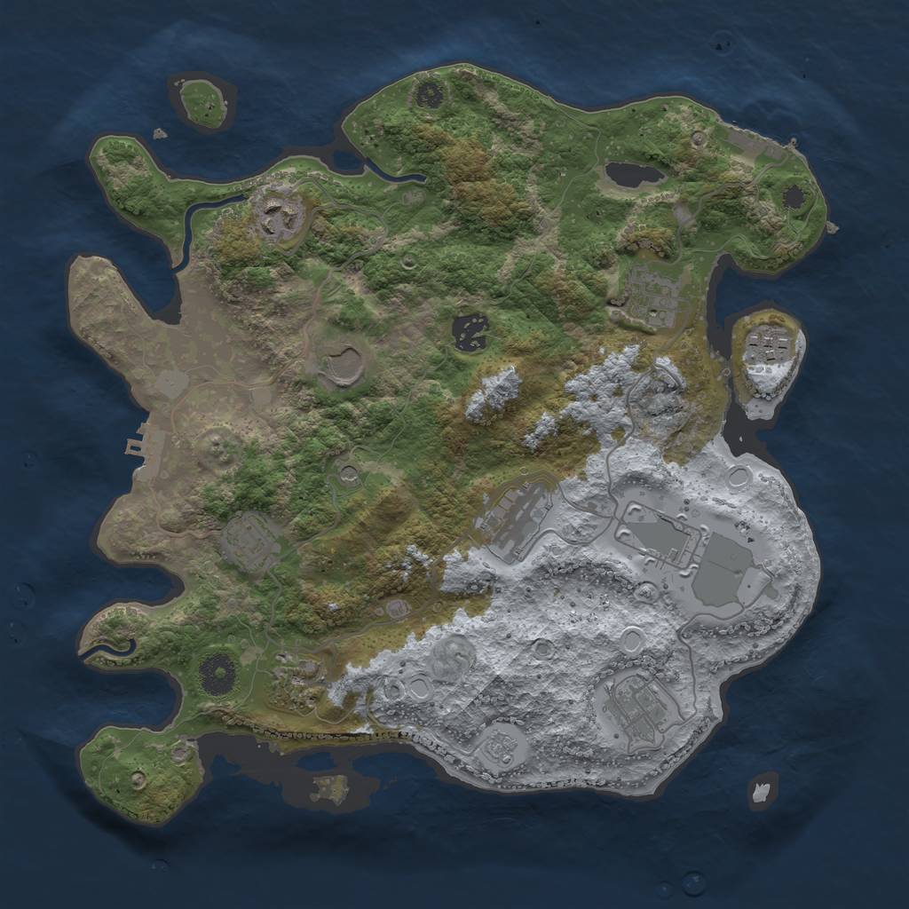 Rust Map: Procedural Map, Size: 3500, Seed: 42757435, 19 Monuments