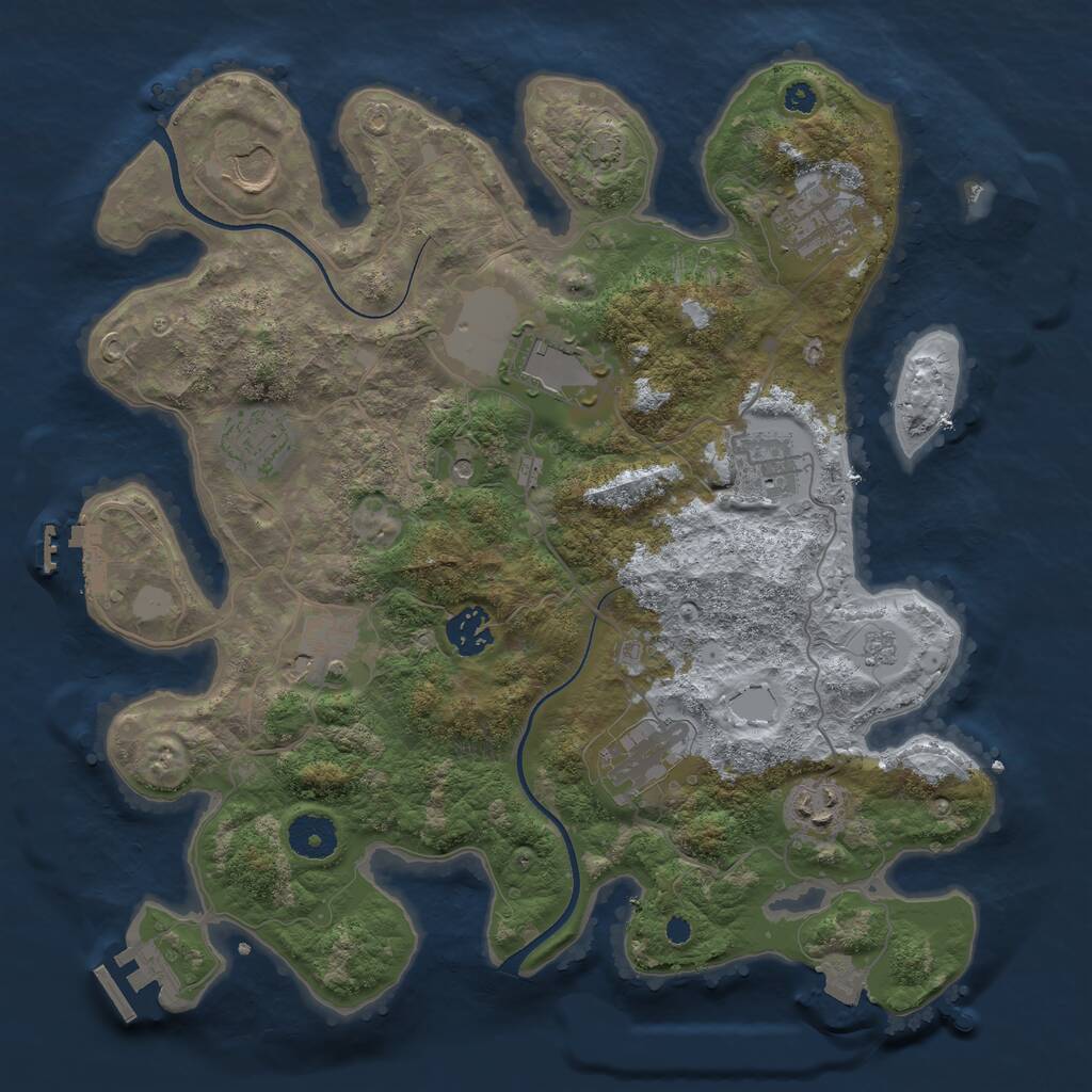 Rust Map: Procedural Map, Size: 3500, Seed: 54433295, 15 Monuments