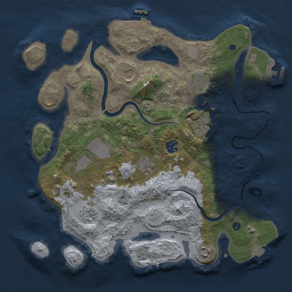 Rust Map: Procedural Map, Size: 3500, Seed: 393784918, 15 Monuments