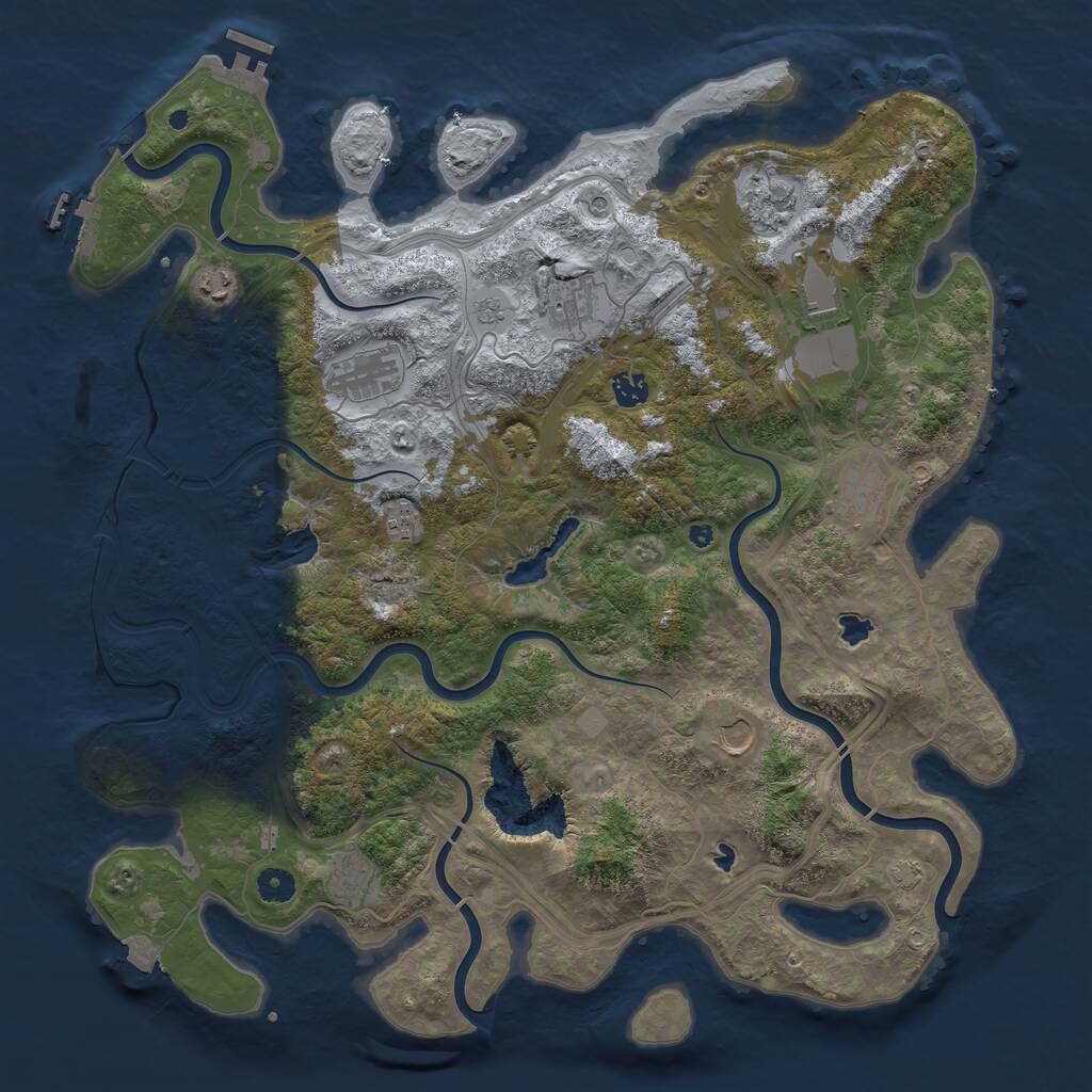 Rust Map: Procedural Map, Size: 4500, Seed: 5061989, 16 Monuments