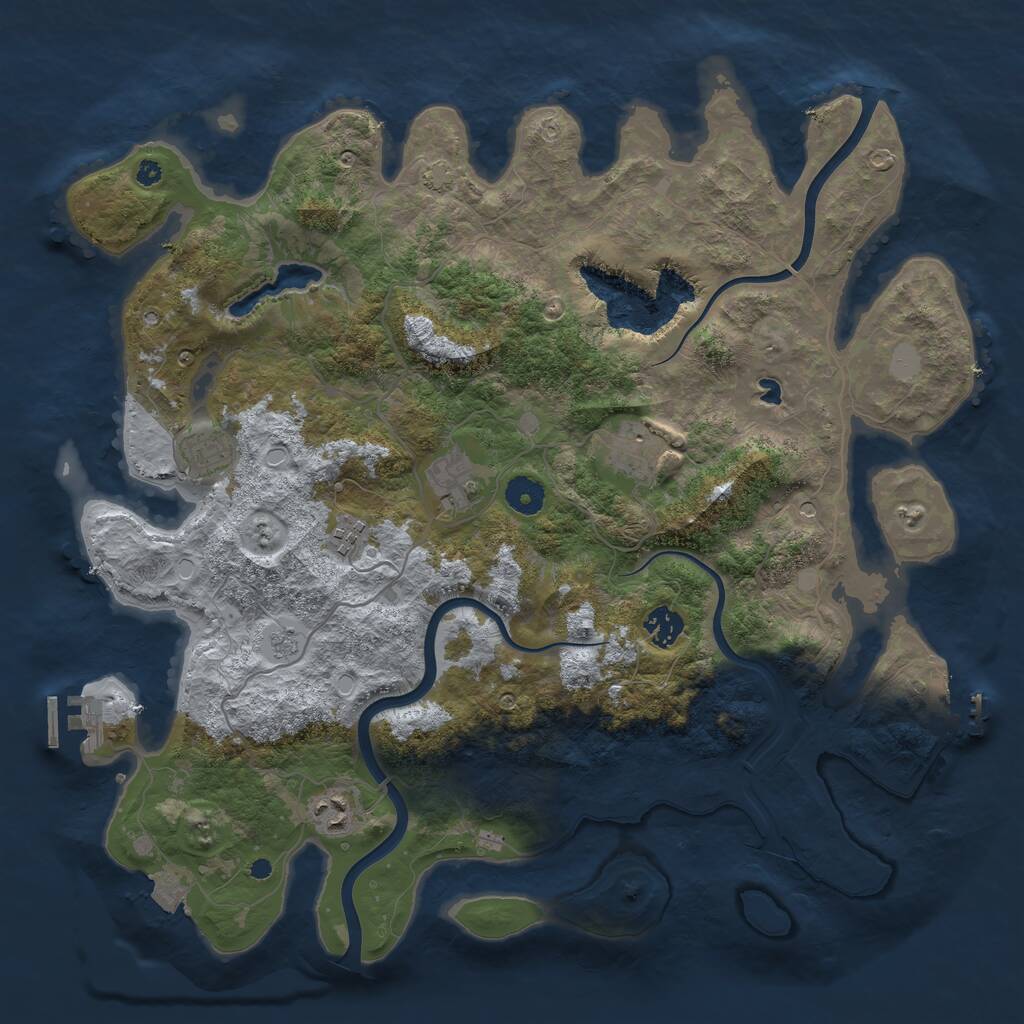 Rust Map: Procedural Map, Size: 4000, Seed: 814741202, 12 Monuments