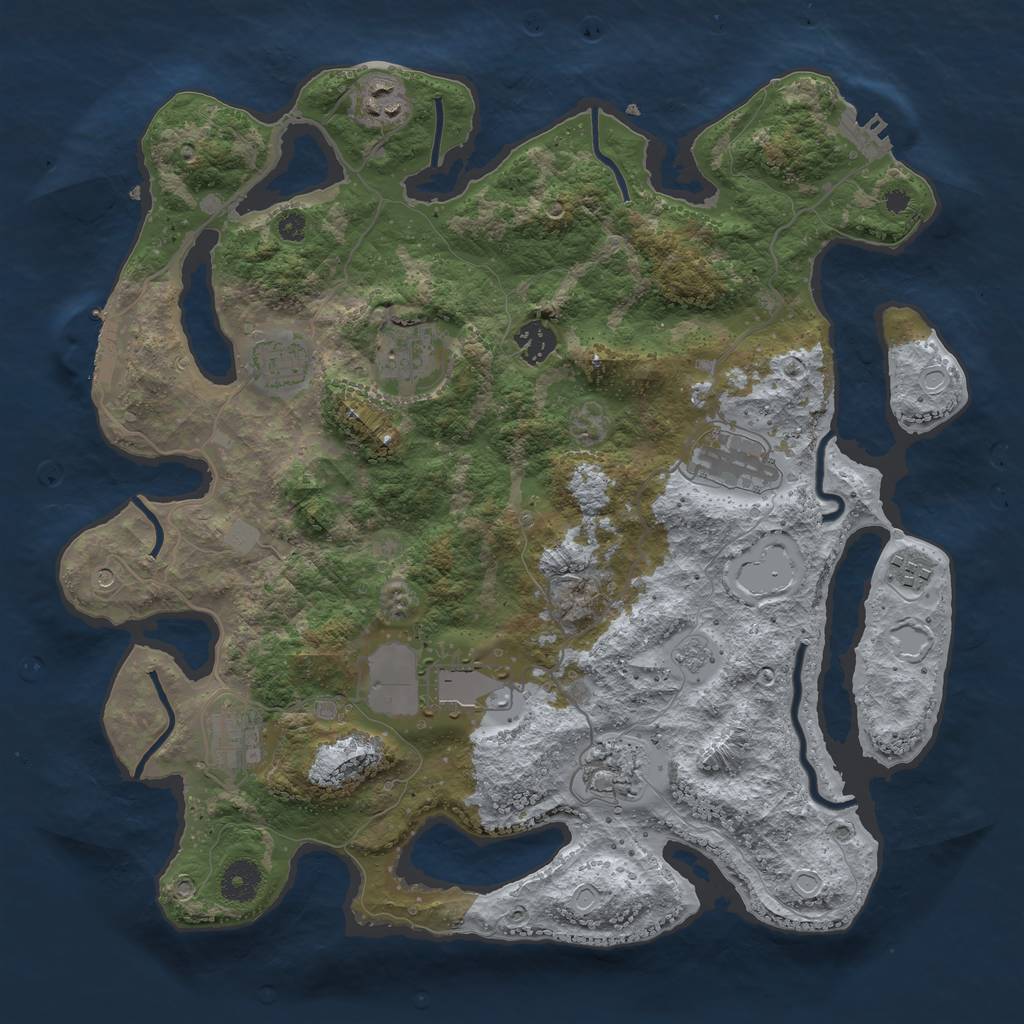 Rust Map: Procedural Map, Size: 3750, Seed: 459207369, 18 Monuments
